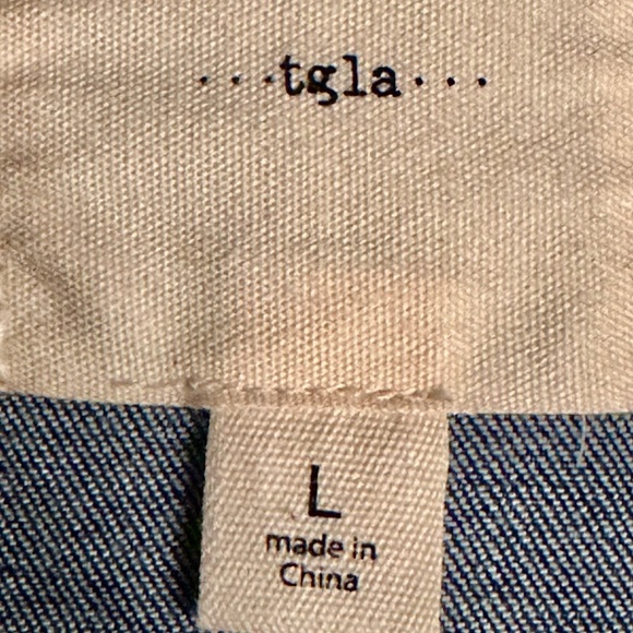 Victorian flamingo handpainted rhinestones cropped denim TGLA Jean jacket sz LG - Picture 16 of 16